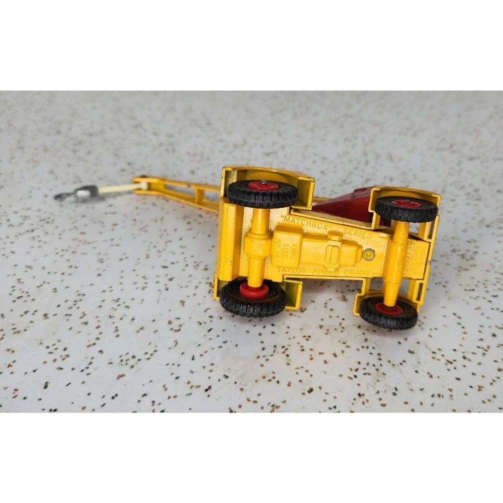 Vintage MATCHBOX KING SIZE 1960s Diecast Taylor Jumbo Crane No. 14 Yellow & Red